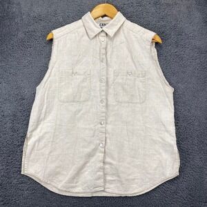 CBNY Linen Blend Sleeveless Shirt Button Up‎ Casual Work Utility XL